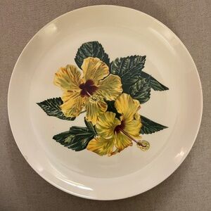 SANTA ANITA WARE Yellow Hibiscus 12-inch plate/platter, HAWAIIANA VINTAGE